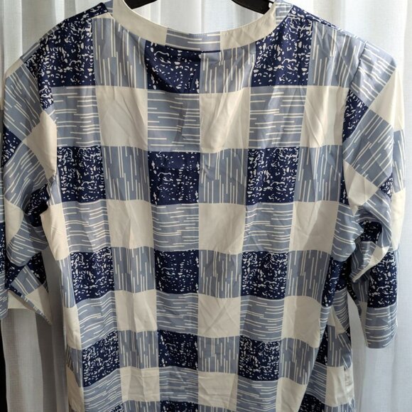 BUNDLE ONLY Blue White Top Plus Size 3XL XXX Checkered Plaid Blouse Shirt Button - Picture 2 of 7
